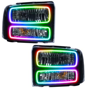 Ford F-250 Headlight Assembly - ORACLE Lighting - ColorSHIFT with SMD Halo - Black - `05-`07